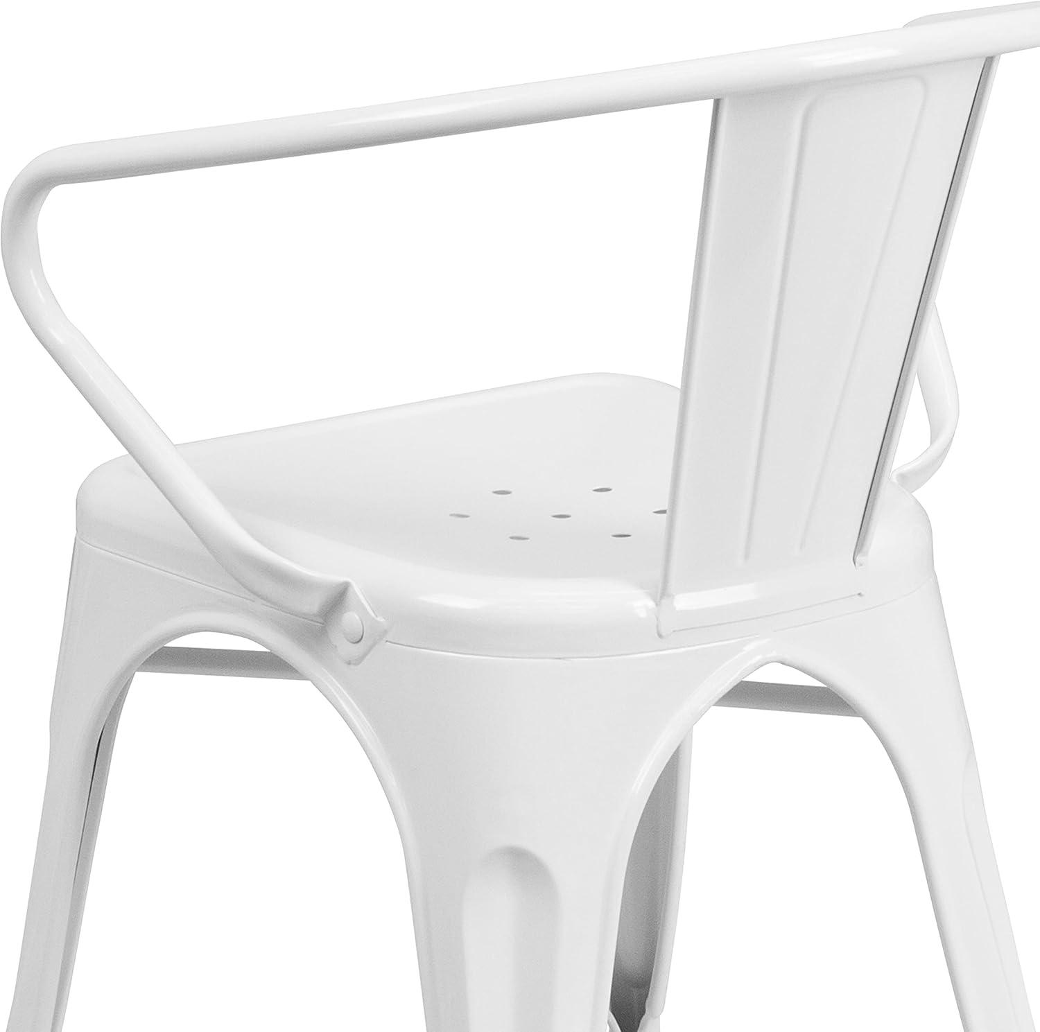 imageFlash Furniture Luna Commercial Grade Black Metal IndoorOutdoor Chair with ArmsWhite