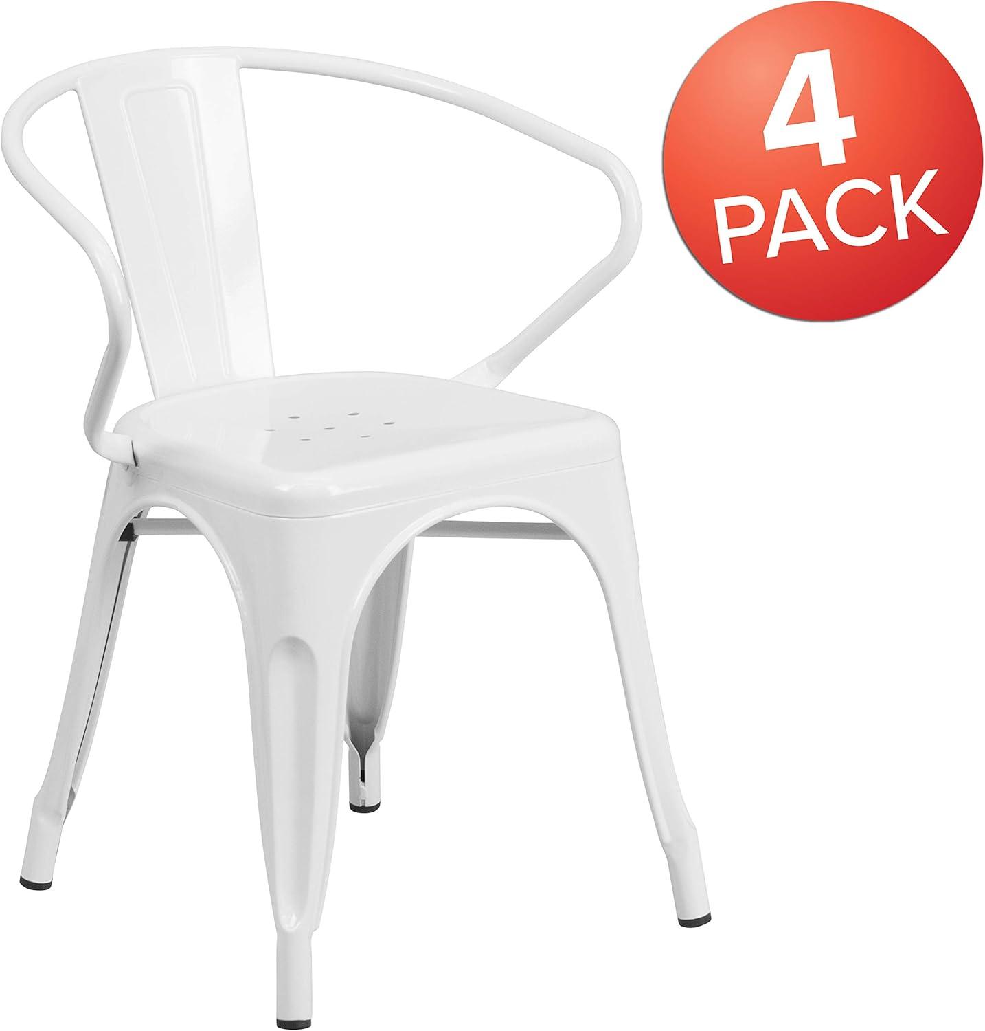 imageFlash Furniture Luna Commercial Grade Black Metal IndoorOutdoor Chair with ArmsWhite