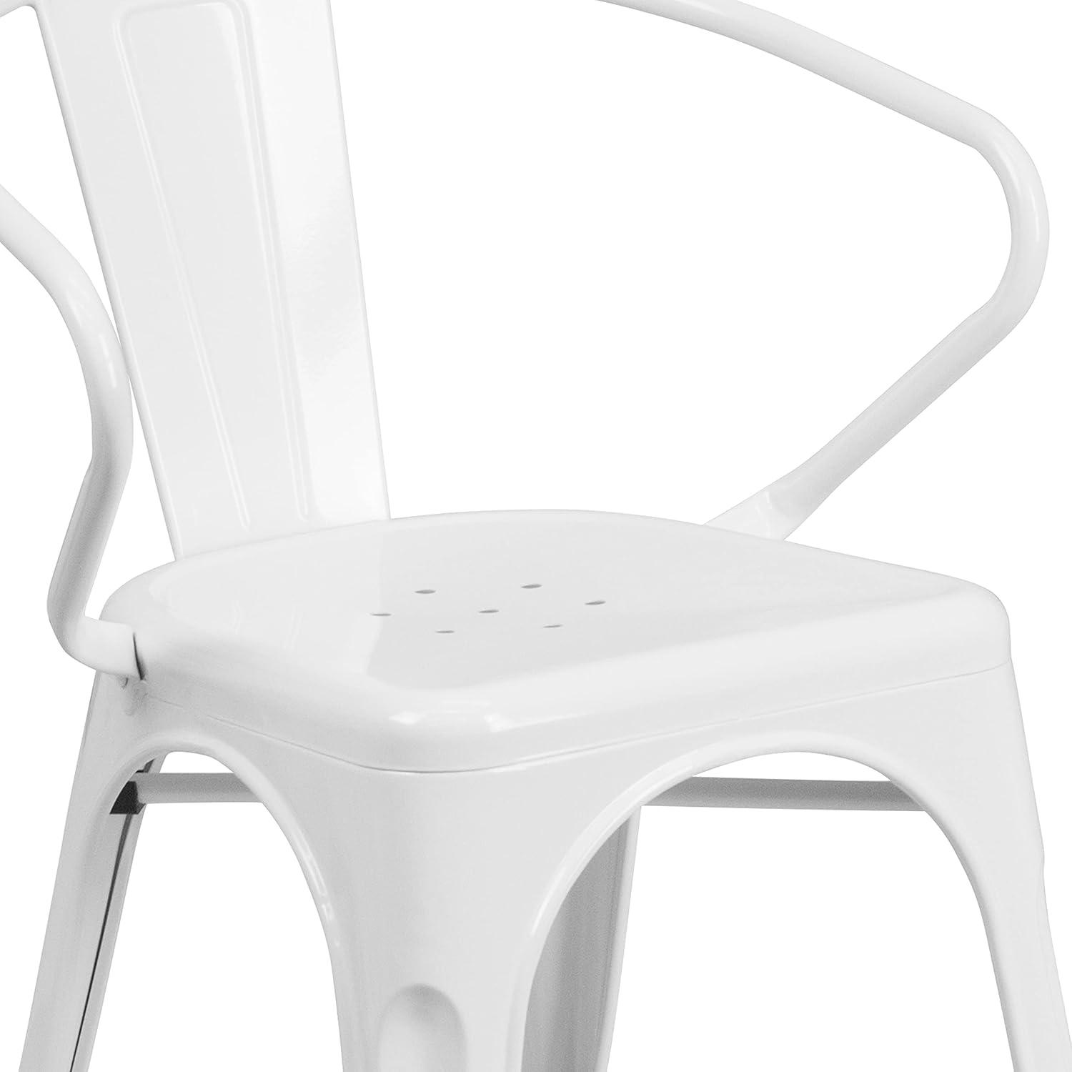 imageFlash Furniture Luna Commercial Grade Black Metal IndoorOutdoor Chair with ArmsWhite