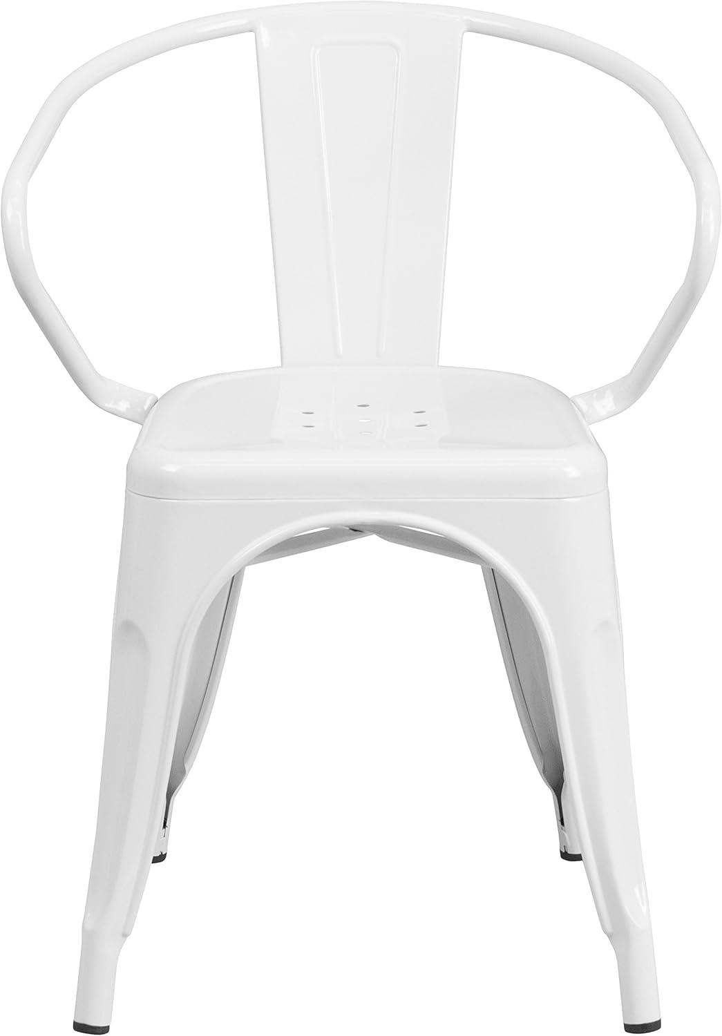 imageFlash Furniture Luna Commercial Grade Black Metal IndoorOutdoor Chair with ArmsWhite