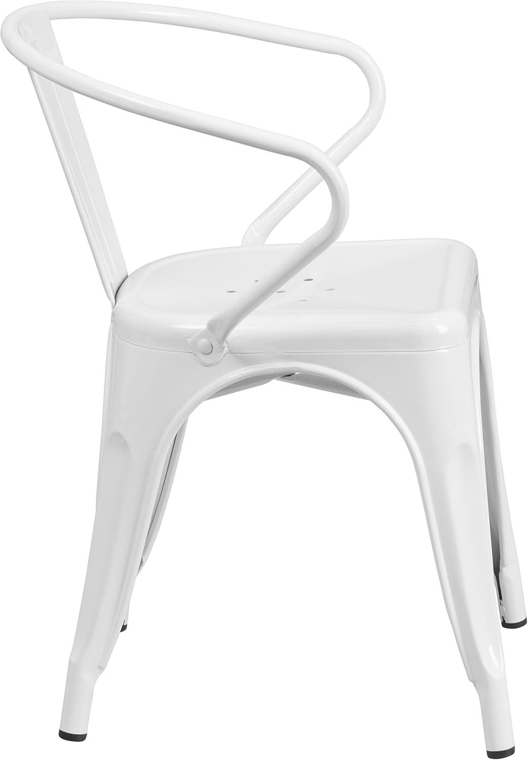 imageFlash Furniture Luna Commercial Grade Black Metal IndoorOutdoor Chair with ArmsWhite