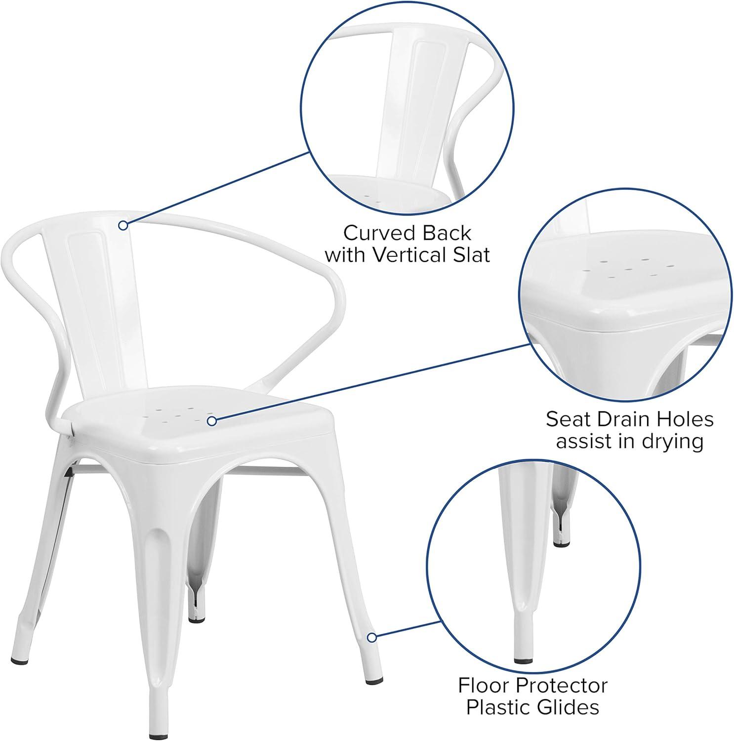 imageFlash Furniture Luna Commercial Grade Black Metal IndoorOutdoor Chair with ArmsWhite