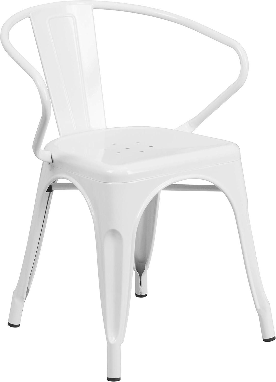 imageFlash Furniture Luna Commercial Grade Black Metal IndoorOutdoor Chair with ArmsWhite