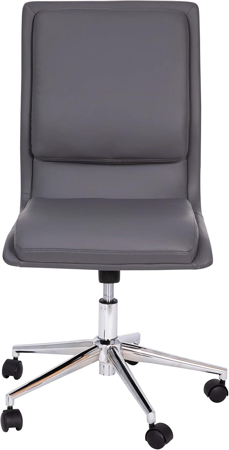 imageFlash Furniture Madigan Task Office Chair Luxurious Cognac LeatherSoft Upholstery Padded MidBack and Seat Height Adjustable Chrome Base ArmlessGrey