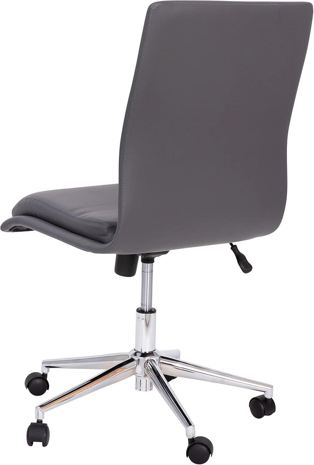 imageFlash Furniture Madigan Task Office Chair Luxurious Cognac LeatherSoft Upholstery Padded MidBack and Seat Height Adjustable Chrome Base ArmlessGrey