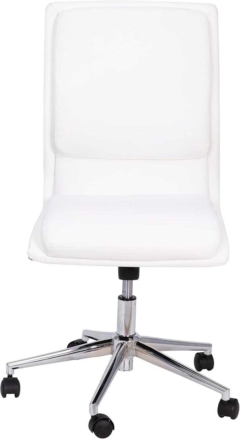 imageFlash Furniture Madigan Task Office Chair Luxurious Cognac LeatherSoft Upholstery Padded MidBack and Seat Height Adjustable Chrome Base ArmlessWhite