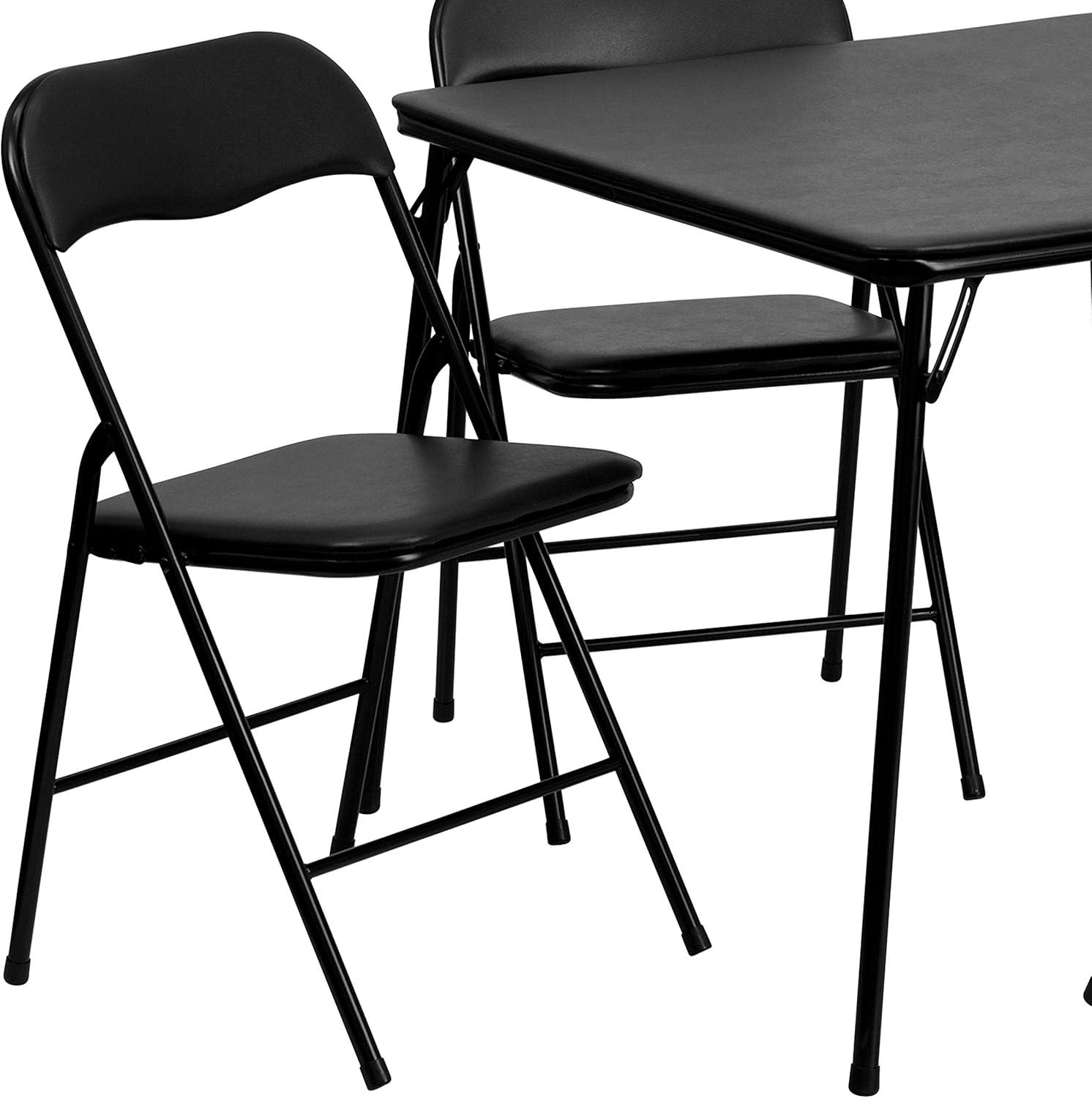 imageFlash Furniture Madison 5Piece Folding Card Table and Chairs Set Portable Event Table and Chairs Set for Indoor and Outdoor Gatherings GrayBlack