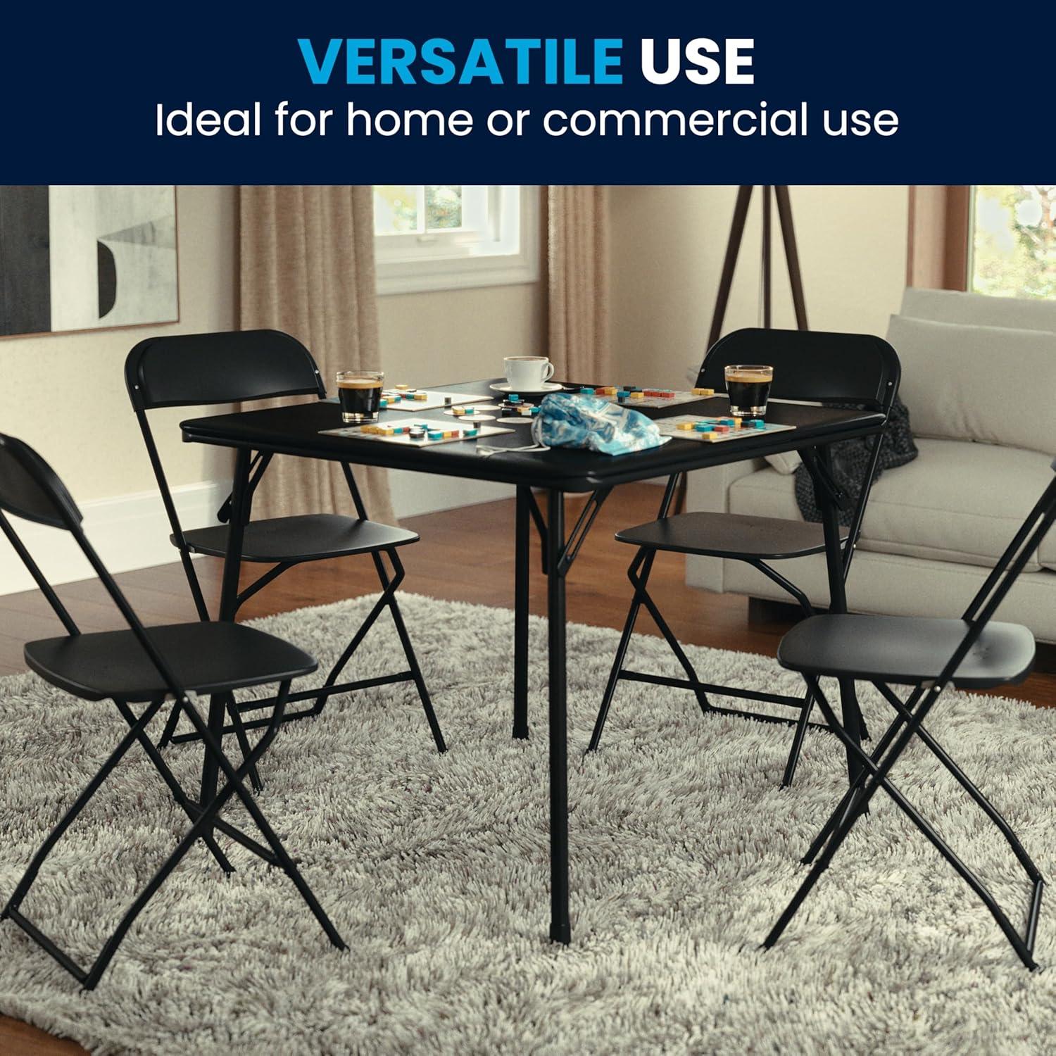 imageFlash Furniture Madison 5Piece Folding Card Table and Chairs Set Portable Event Table and Chairs Set for Indoor and Outdoor Gatherings GrayBlack