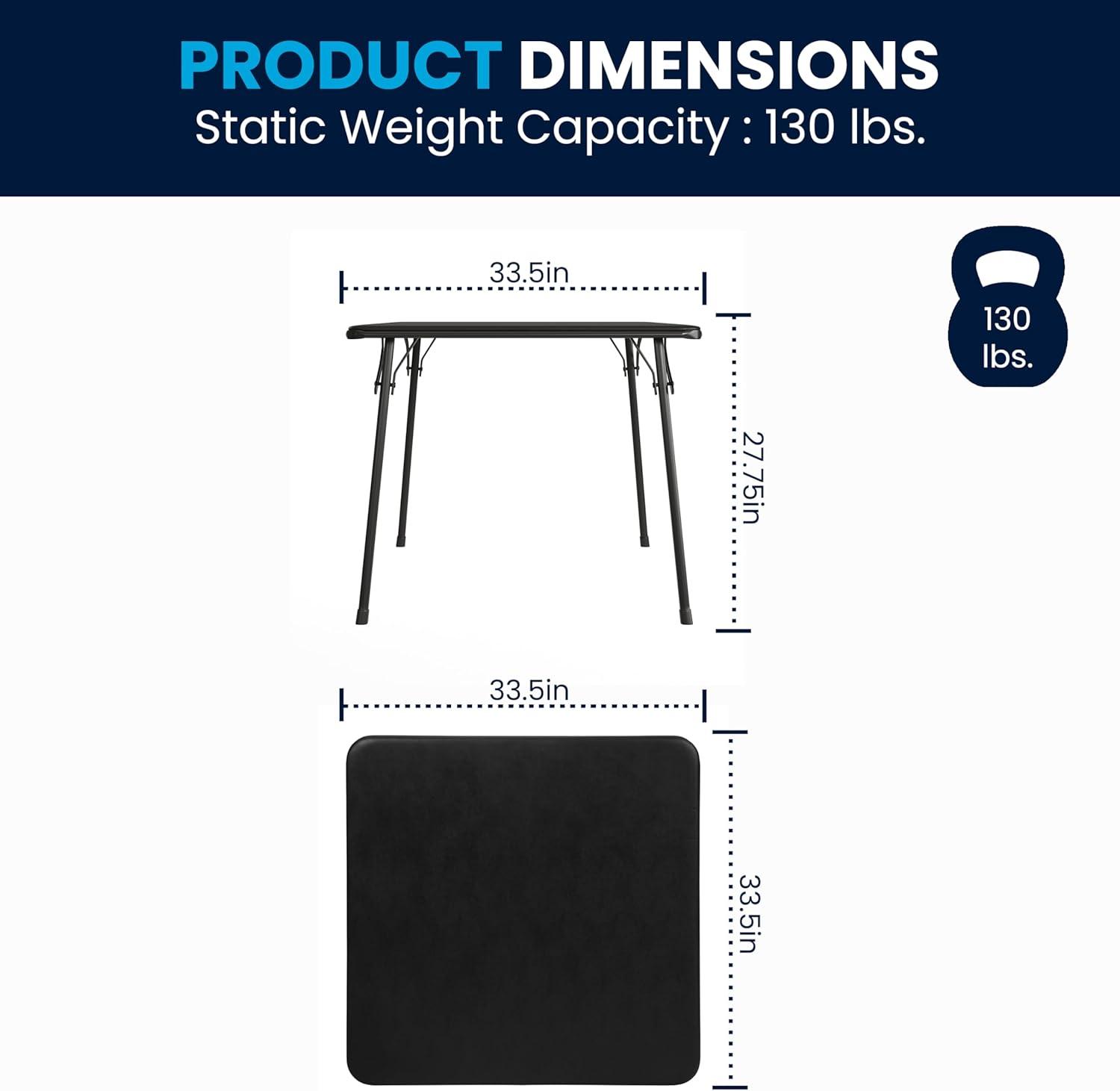 imageFlash Furniture Madison 5Piece Folding Card Table and Chairs Set Portable Event Table and Chairs Set for Indoor and Outdoor Gatherings GrayBlack