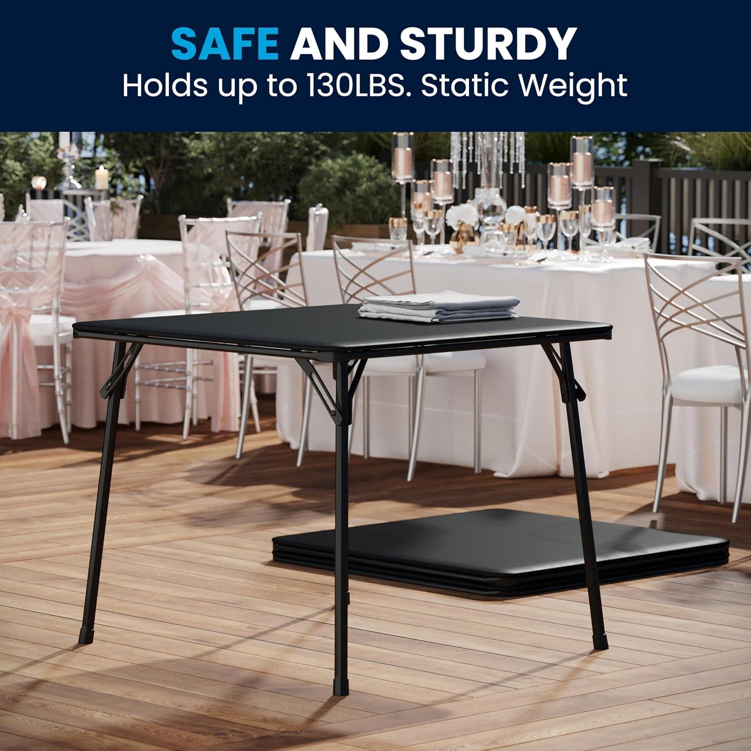 imageFlash Furniture Madison 5Piece Folding Card Table and Chairs Set Portable Event Table and Chairs Set for Indoor and Outdoor Gatherings GrayBlack
