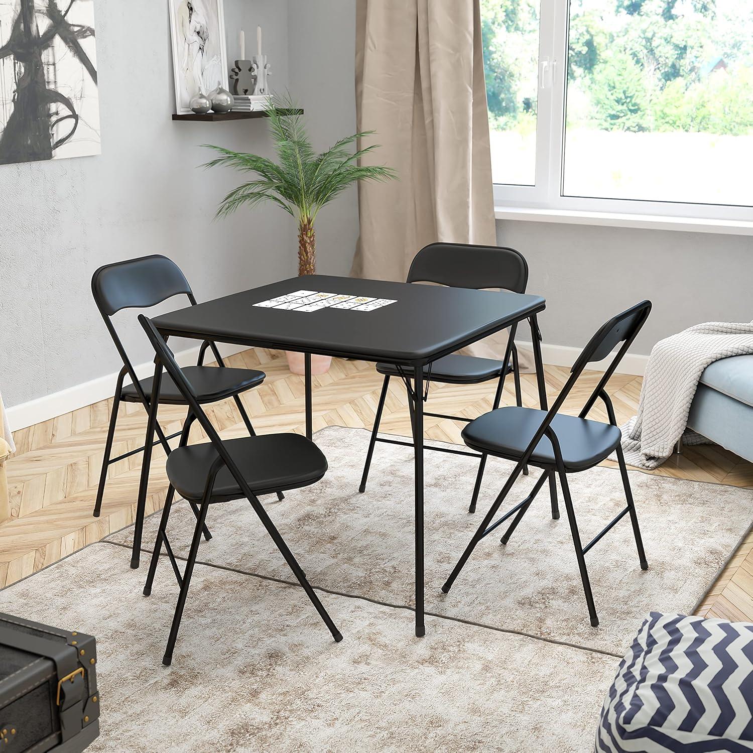 imageFlash Furniture Madison 5Piece Folding Card Table and Chairs Set Portable Event Table and Chairs Set for Indoor and Outdoor Gatherings GrayBlack