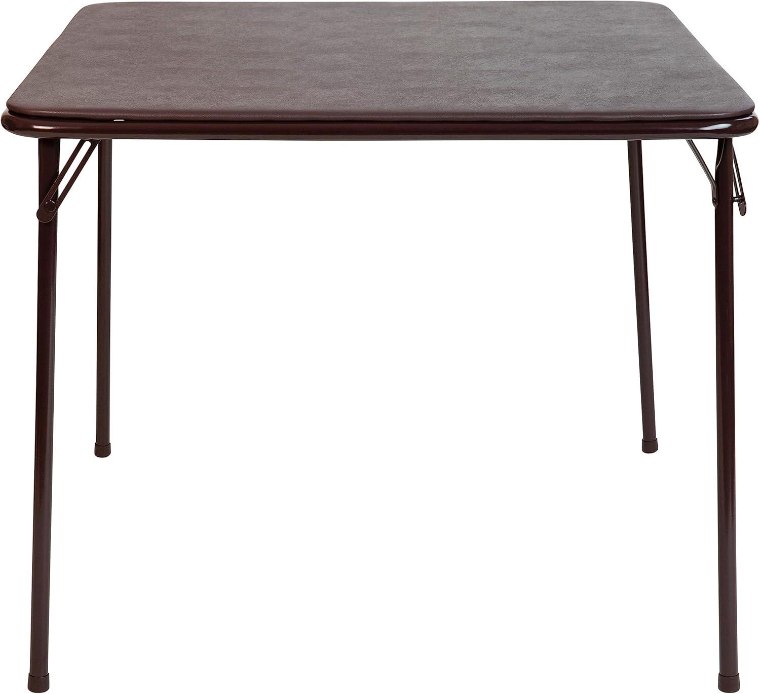 imageFlash Furniture Madison 5Piece Folding Card Table and Chairs Set Portable Event Table and Chairs Set for Indoor and Outdoor Gatherings GrayBrown