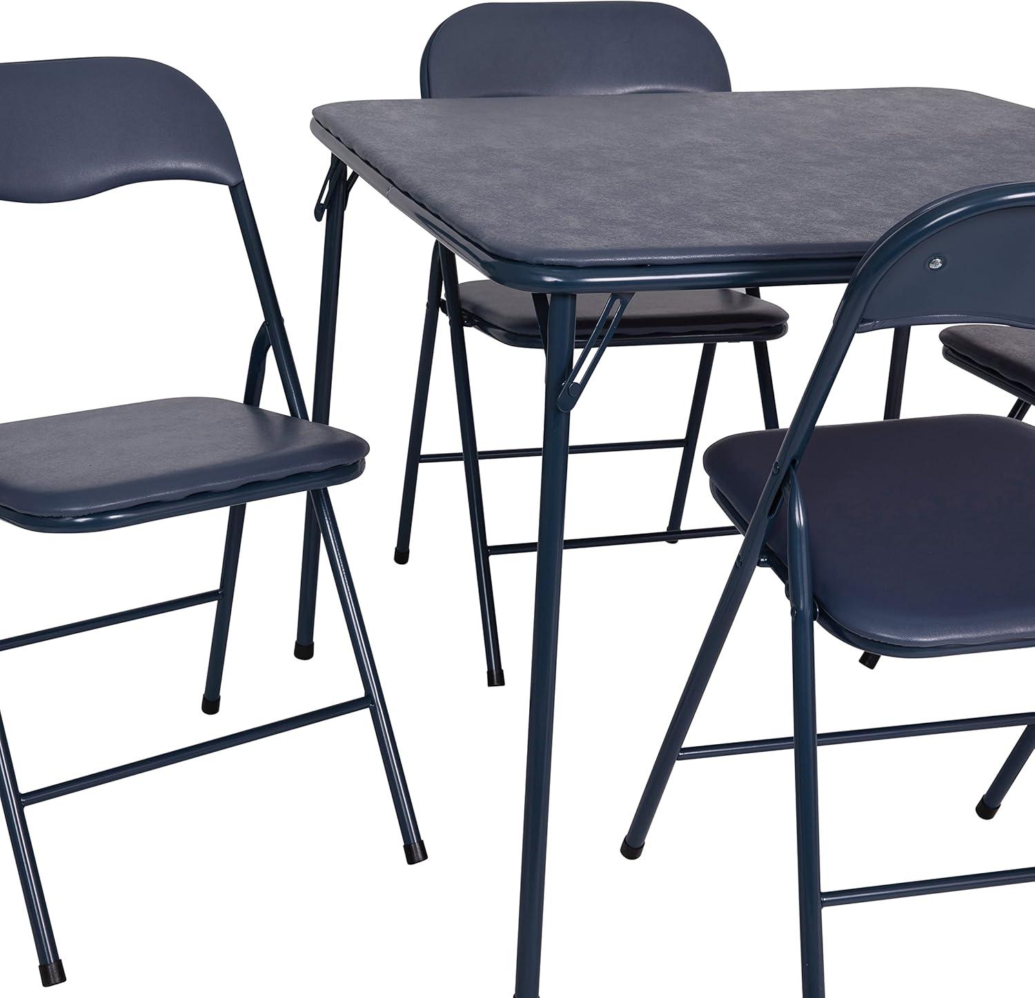 imageFlash Furniture Madison 5Piece Folding Card Table and Chairs Set Portable Event Table and Chairs Set for Indoor and Outdoor Gatherings GrayNavy