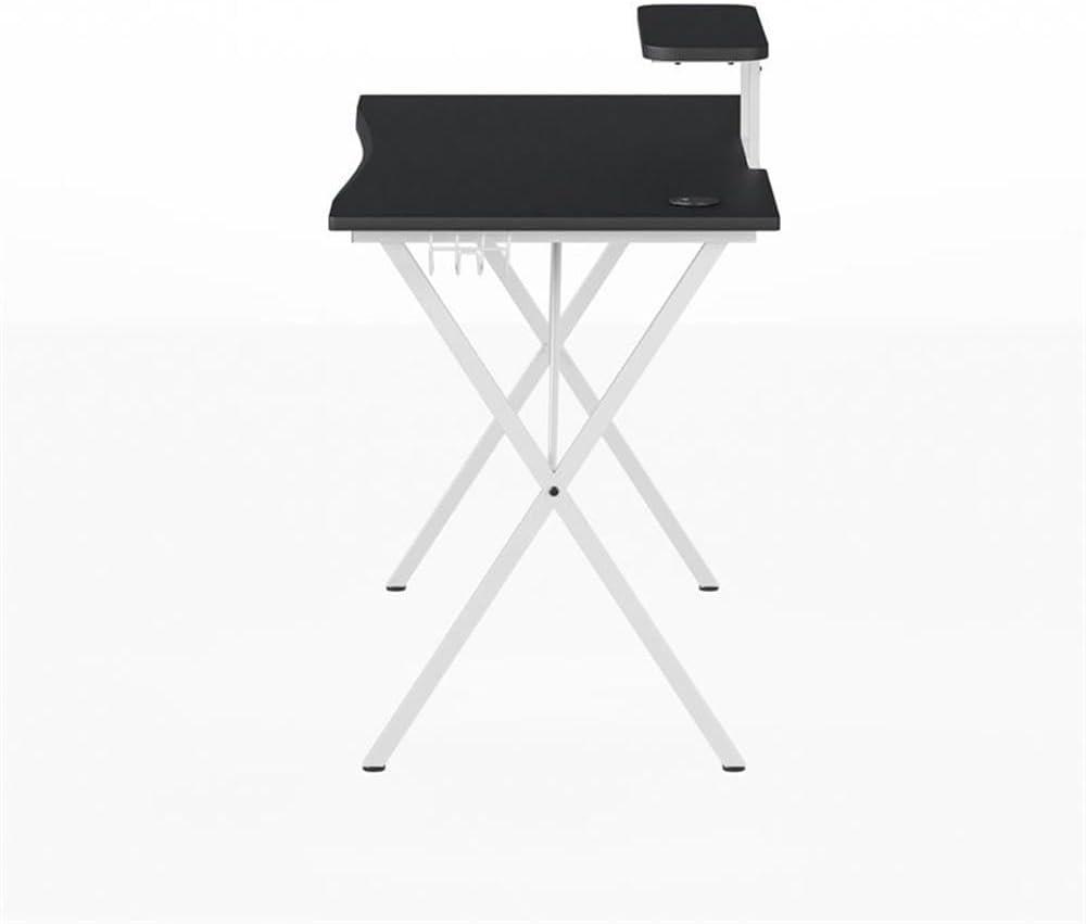 imageFlash Furniture Mallot Gaming Desk White Computer Desk 515quot Gamers Table with Cup Holder Headphone Hook and MonitorSmartphone StandBlackWhite