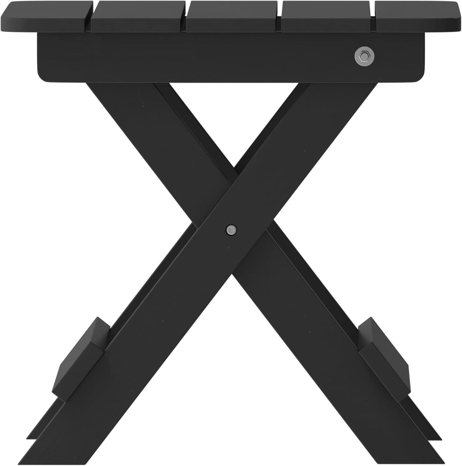 imageFlash Furniture Manchester Commercial 3Piece Rocking ChairsTable Set 2 Contemporary Rocking Chairs End Table HDPE Construction AllWeather Use BlackBlack