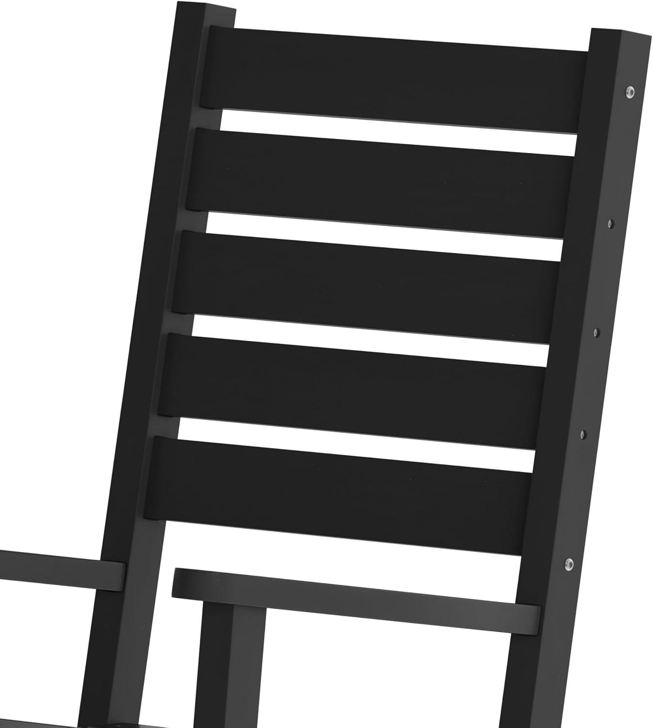 imageFlash Furniture Manchester Commercial 3Piece Rocking ChairsTable Set 2 Contemporary Rocking Chairs End Table HDPE Construction AllWeather Use BlackBlack