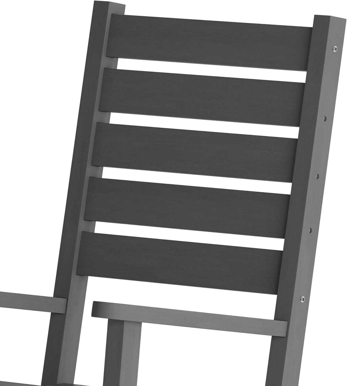 imageFlash Furniture Manchester Commercial 3Piece Rocking ChairsTable Set 2 Contemporary Rocking Chairs End Table HDPE Construction AllWeather Use BlackGrey