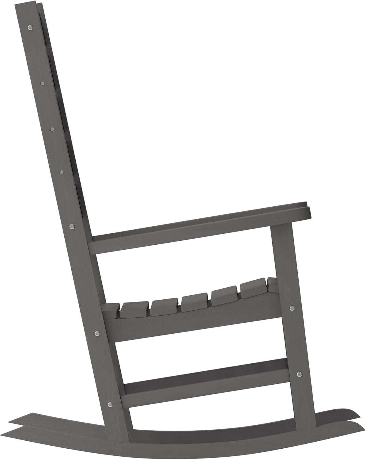 imageFlash Furniture Manchester Commercial 3Piece Rocking ChairsTable Set 2 Contemporary Rocking Chairs End Table HDPE Construction AllWeather Use BlackGrey