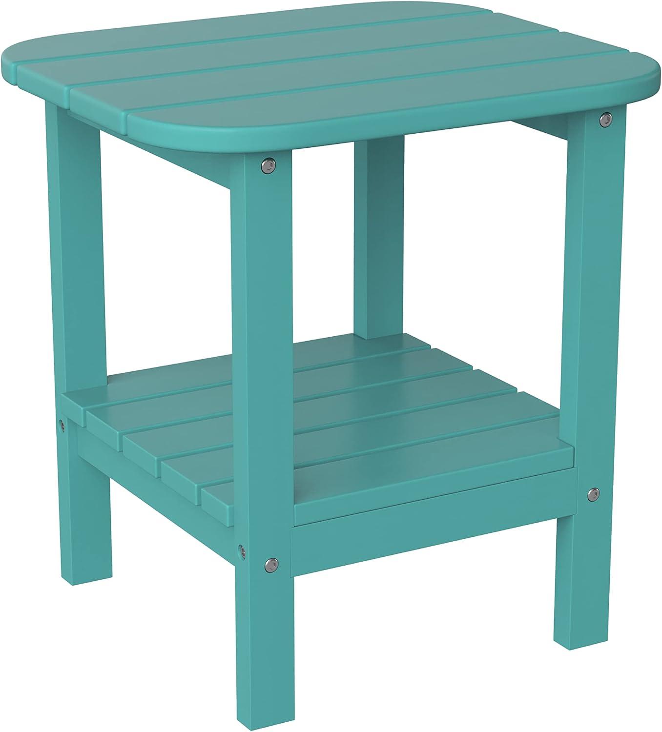 imageFlash Furniture Manchester Commercial 3Piece Rocking ChairsTable Set 2 Contemporary Rocking Chairs End Table HDPE Construction AllWeather Use Blue