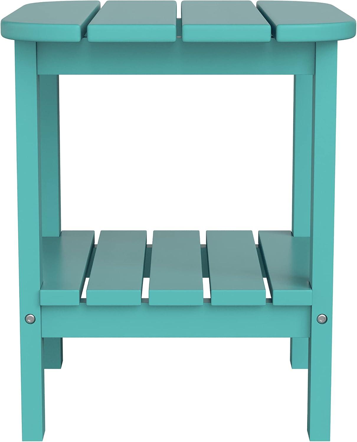 imageFlash Furniture Manchester Commercial 3Piece Rocking ChairsTable Set 2 Contemporary Rocking Chairs End Table HDPE Construction AllWeather Use Blue