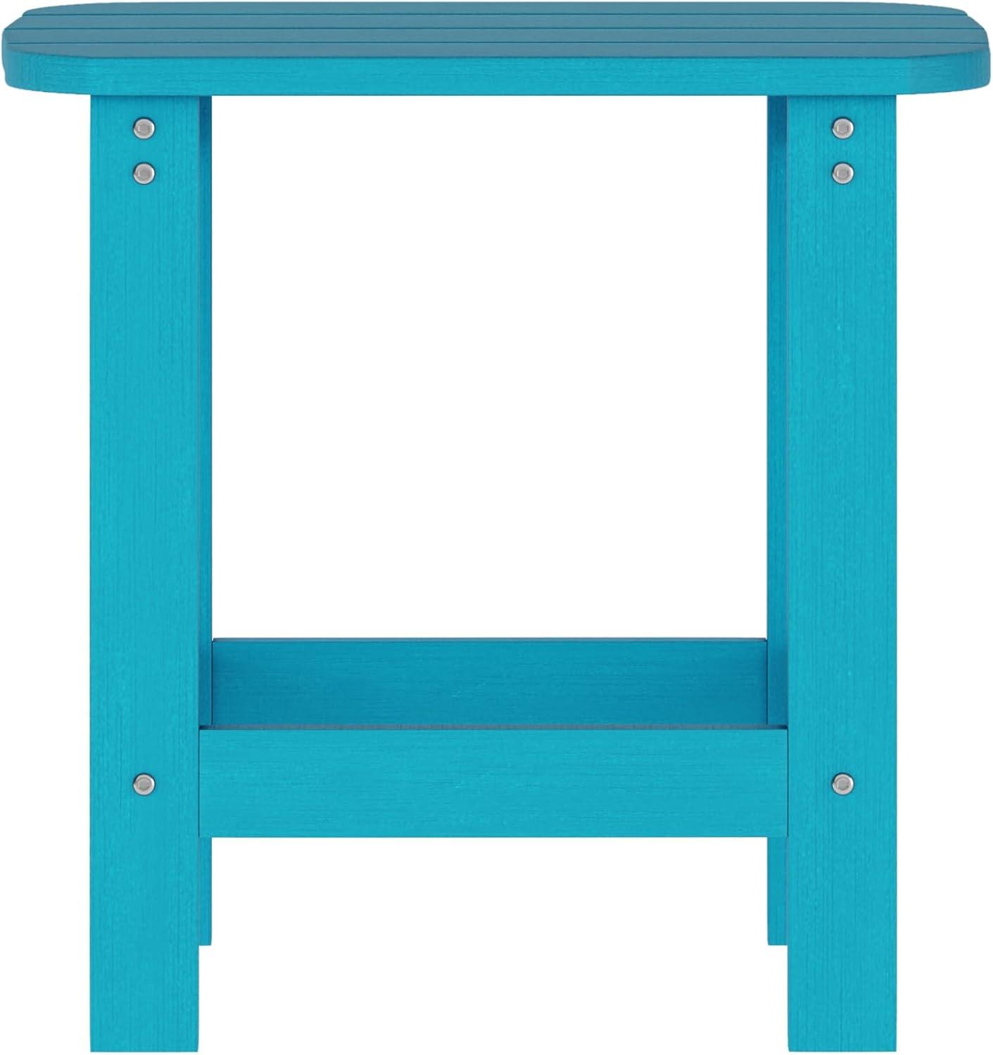 imageFlash Furniture Manchester Commercial 3Piece Rocking ChairsTable Set 2 Contemporary Rocking Chairs End Table HDPE Construction AllWeather Use Blue