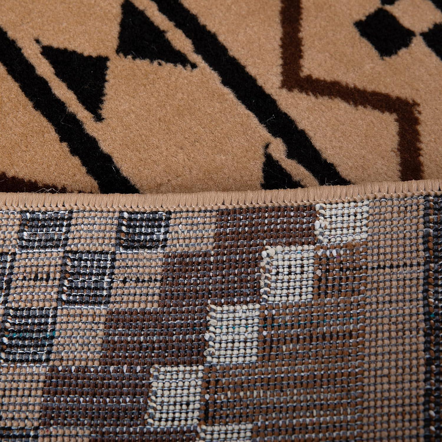 imageFlash Furniture Marana Collection Southwestern Style Area Rug Brown Olefin Accent Rug 5 x 7 Cotton Backing Entryway Living Room BedroomBrown