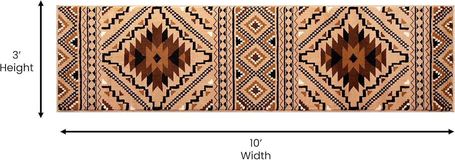 imageFlash Furniture Marana Collection Southwestern Style Area Rug Brown Olefin Accent Rug 5 x 7 Cotton Backing Entryway Living Room BedroomBrown