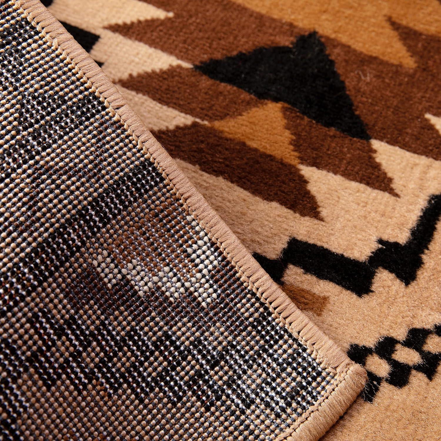 imageFlash Furniture Marana Collection Southwestern Style Area Rug Brown Olefin Accent Rug 5 x 7 Cotton Backing Entryway Living Room BedroomBrown