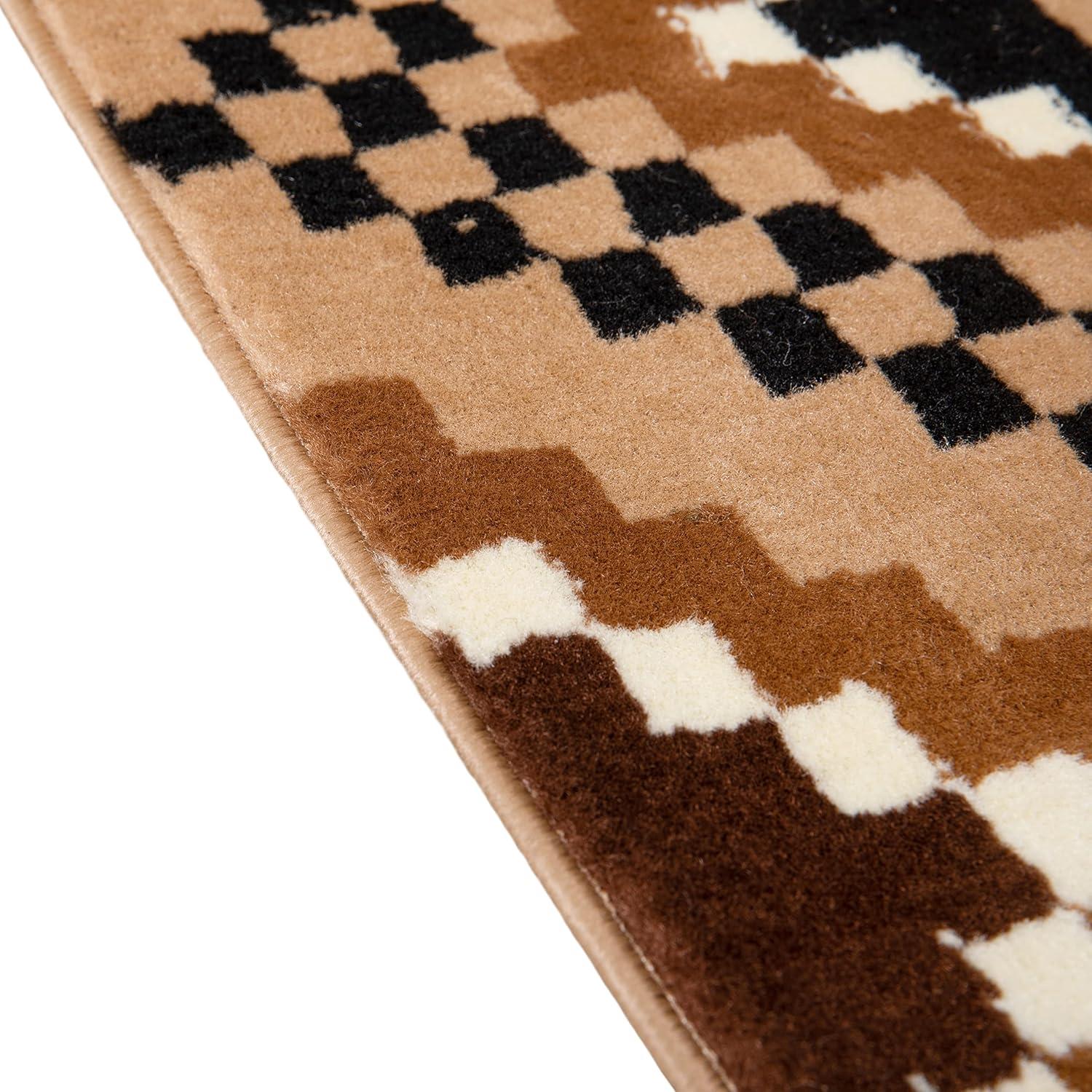 imageFlash Furniture Marana Collection Southwestern Style Area Rug Brown Olefin Accent Rug 5 x 7 Cotton Backing Entryway Living Room BedroomBrown