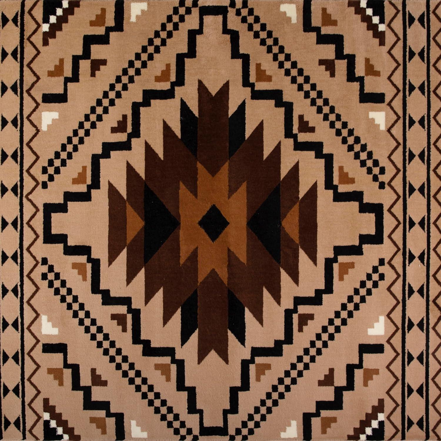 imageFlash Furniture Marana Collection Southwestern Style Area Rug Brown Olefin Accent Rug 5 x 7 Cotton Backing Entryway Living Room BedroomBrown