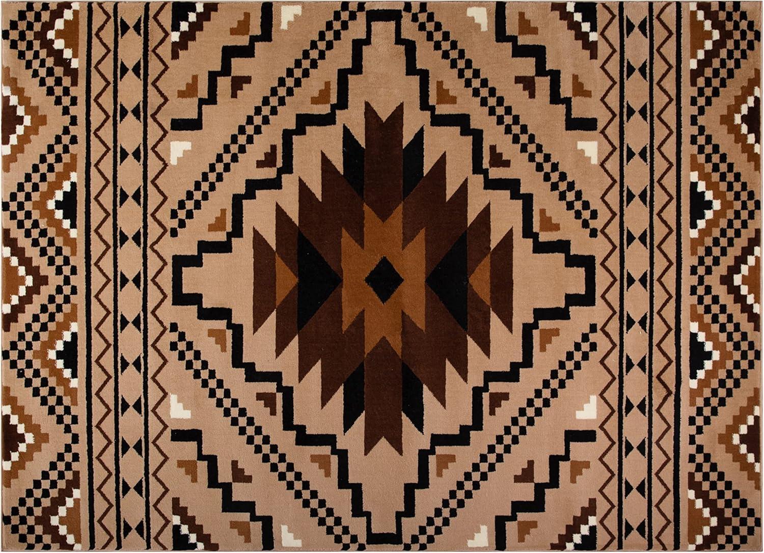 imageFlash Furniture Marana Collection Southwestern Style Area Rug Brown Olefin Accent Rug 5 x 7 Cotton Backing Entryway Living Room BedroomBrown