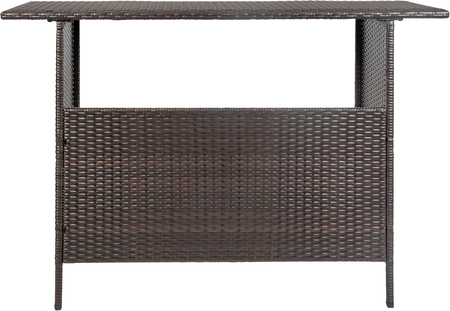 imageFlash Furniture Marco IndoorOutdoor Patio Bar Counter Table AllWeather Wicker Rattan Pattern 2 Shelves GrayBrown