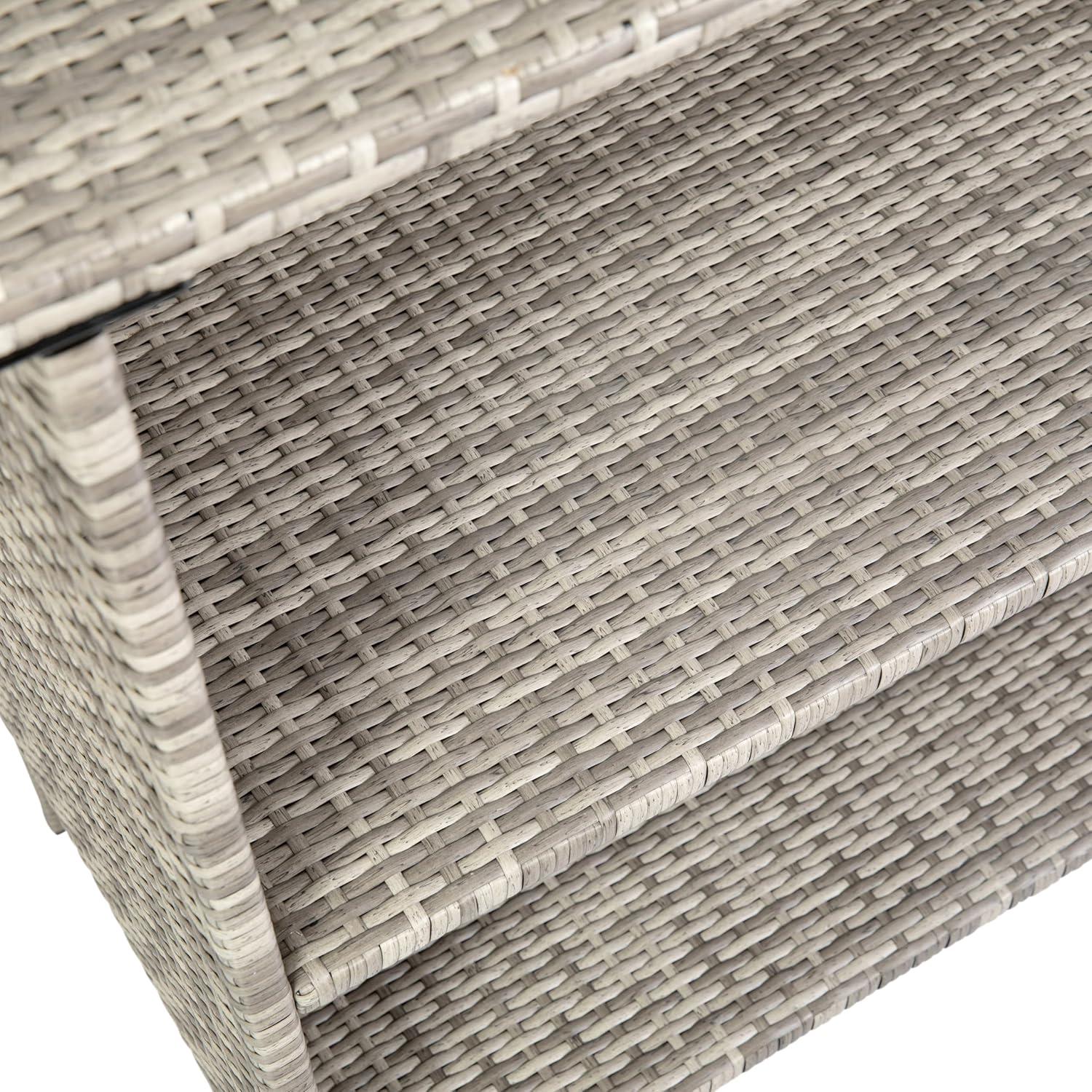 imageFlash Furniture Marco IndoorOutdoor Patio Bar Counter Table AllWeather Wicker Rattan Pattern 2 Shelves GrayGrey