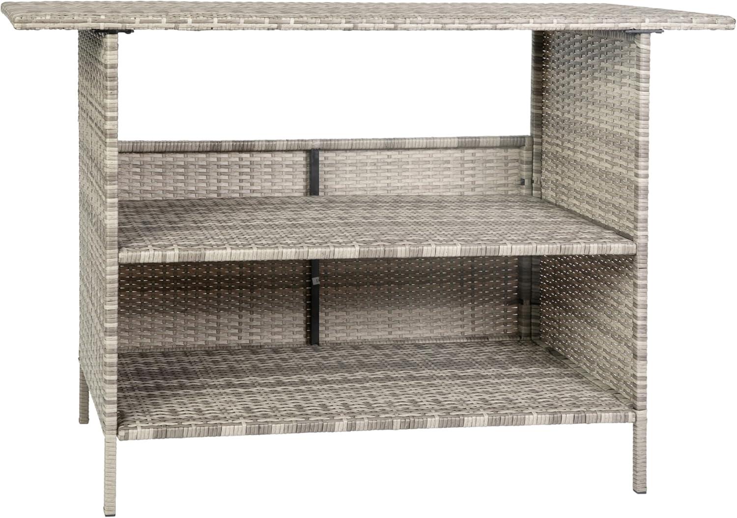 imageFlash Furniture Marco IndoorOutdoor Patio Bar Counter Table AllWeather Wicker Rattan Pattern 2 Shelves GrayGrey