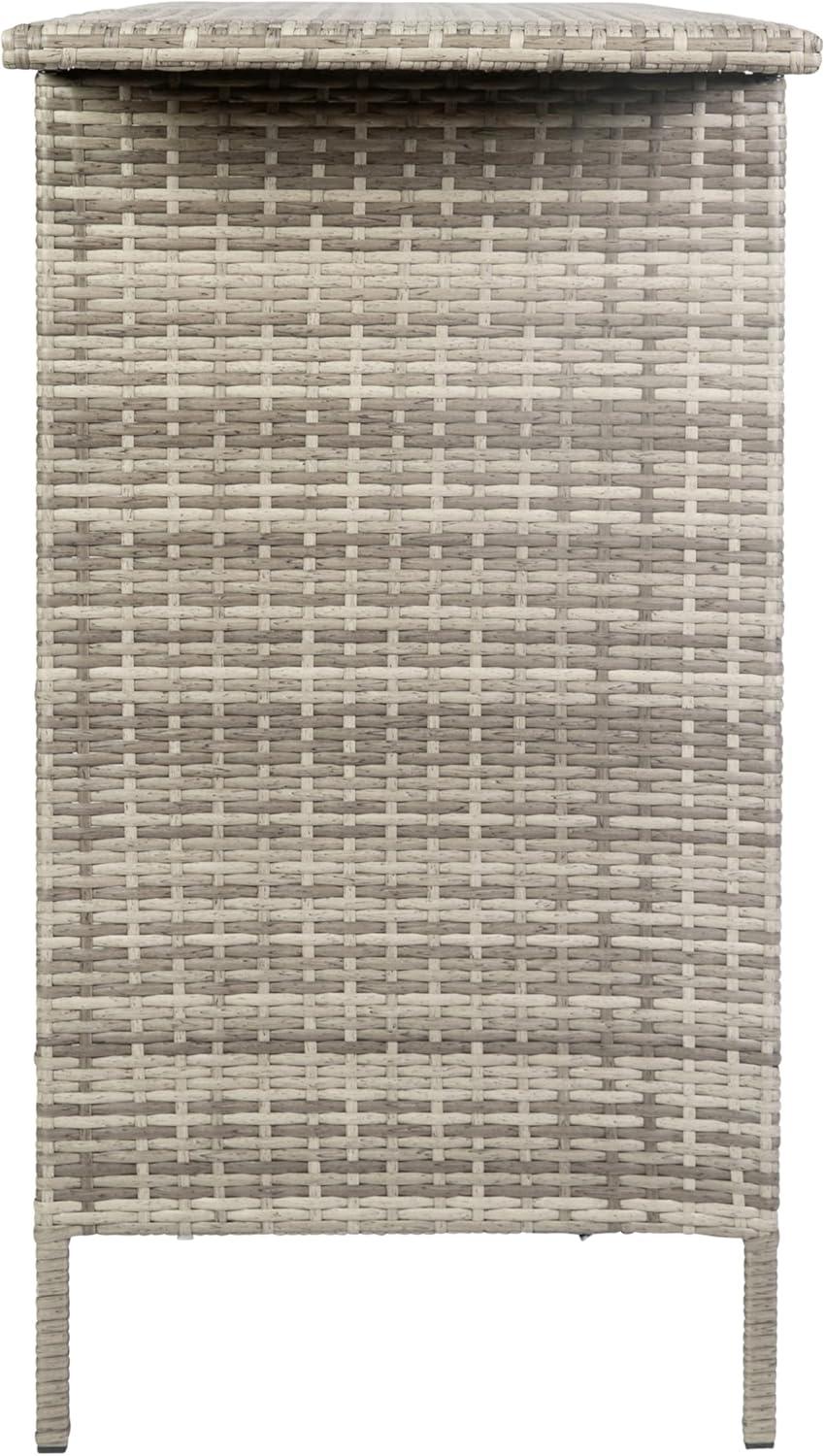 imageFlash Furniture Marco IndoorOutdoor Patio Bar Counter Table AllWeather Wicker Rattan Pattern 2 Shelves GrayGrey