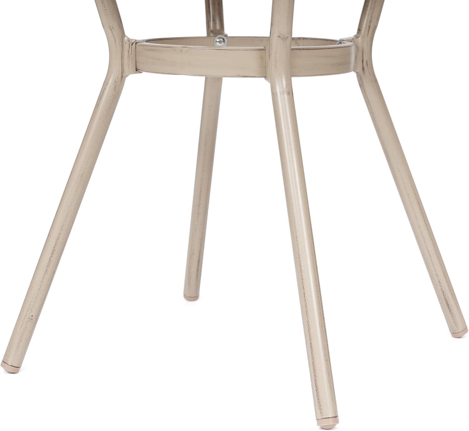 imageFlash Furniture Marseille IndoorOutdoor Commercial Bistro Table Tempered Glass Top Textilene Fabric Natural Bamboo Print Aluminum Frame 315quot BlackBlack White TextileneLight Natural Frame