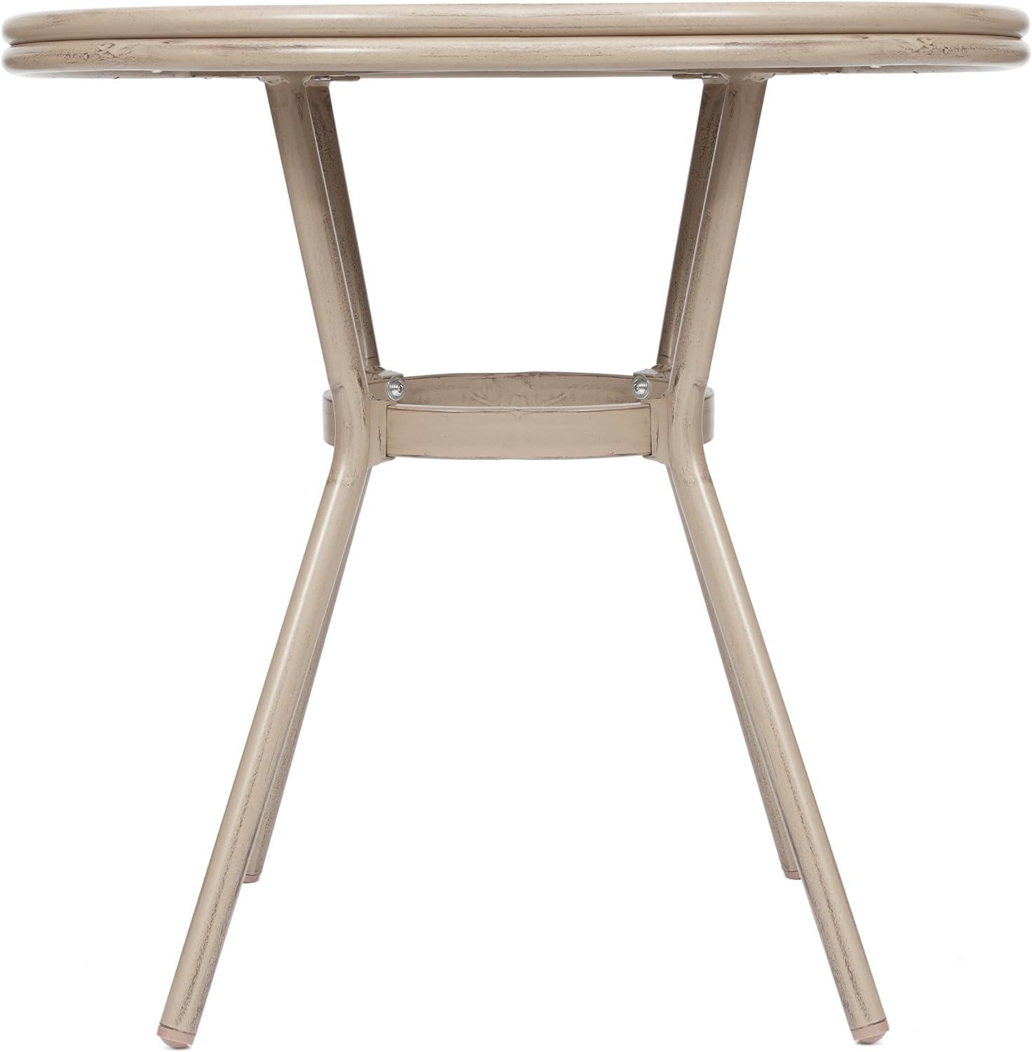 imageFlash Furniture Marseille IndoorOutdoor Commercial Bistro Table Tempered Glass Top Textilene Fabric Natural Bamboo Print Aluminum Frame 315quot BlackBlack White TextileneLight Natural Frame