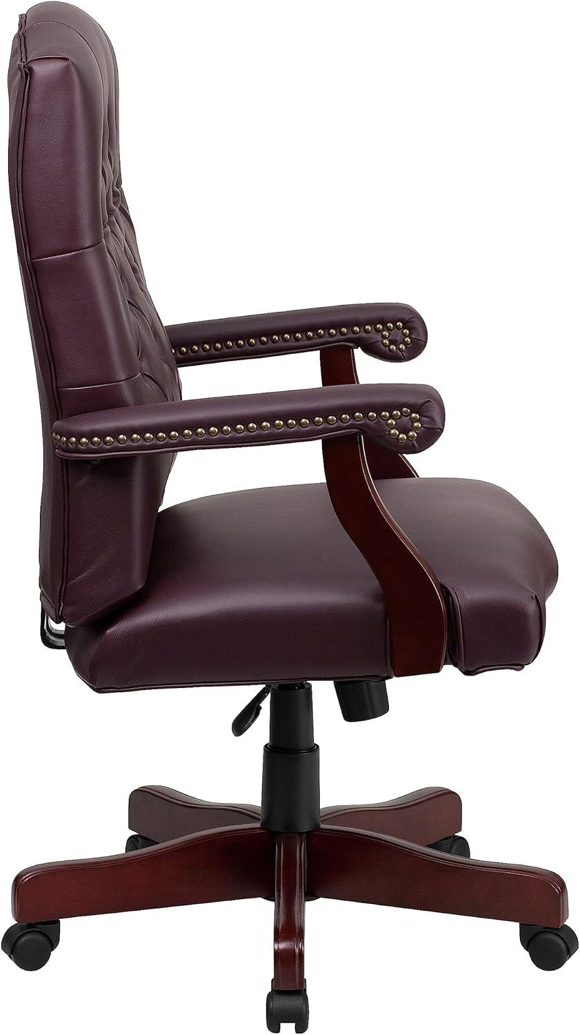 imageFlash Furniture Martha Washington Burgundy LeatherSoft Executive Swivel Office Chair with ArmsBurgundy Leathersoft