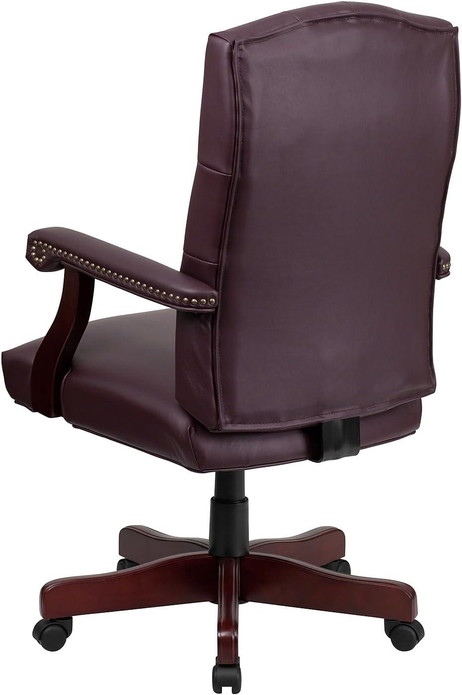 imageFlash Furniture Martha Washington Burgundy LeatherSoft Executive Swivel Office Chair with ArmsBurgundy Leathersoft