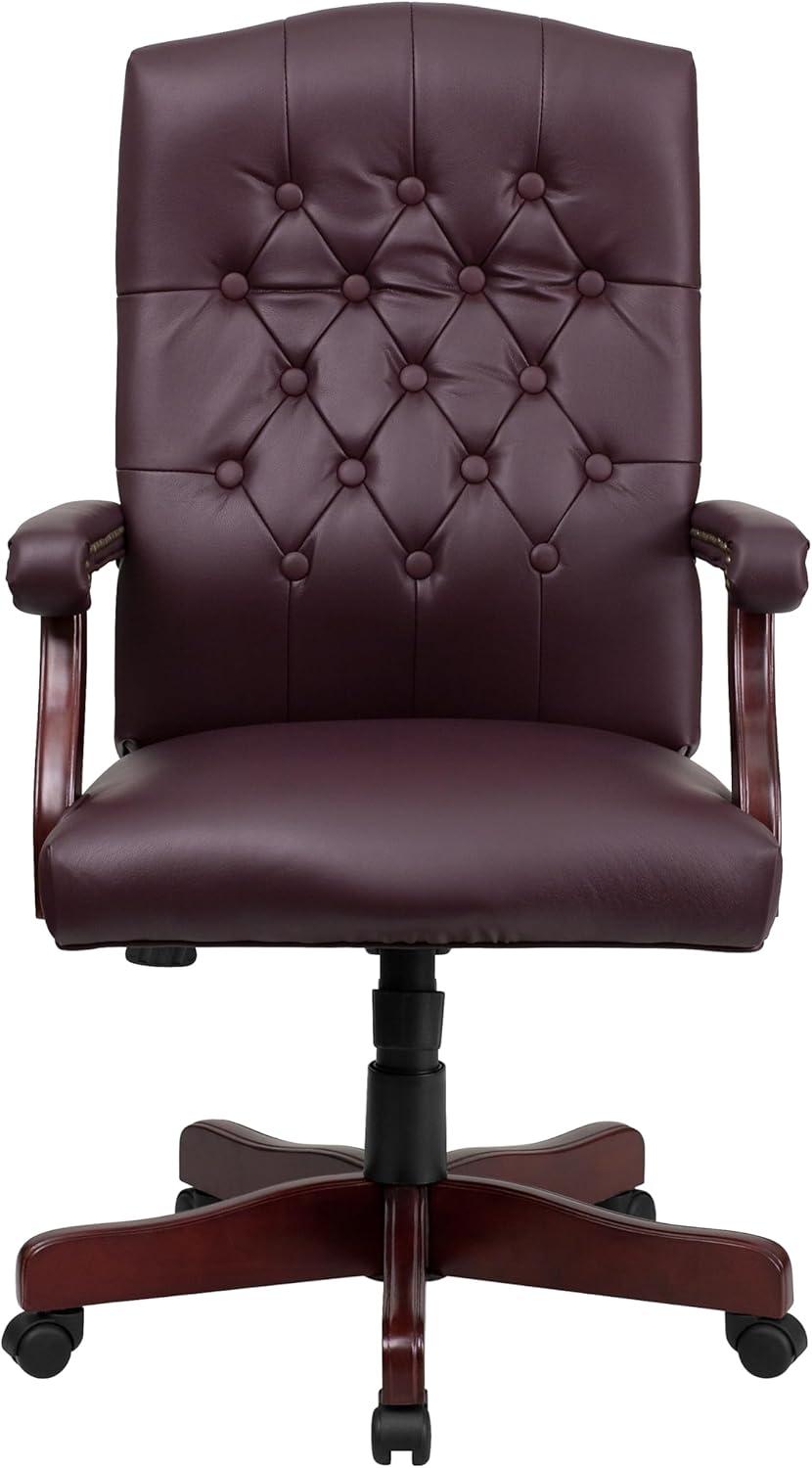 imageFlash Furniture Martha Washington Burgundy LeatherSoft Executive Swivel Office Chair with ArmsBurgundy Leathersoft