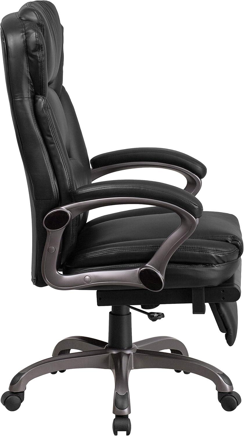 imageFlash Furniture Martin High Back Black LeatherSoft Executive Reclining Ergonomic Swivel Office Chair with Outer Lumbar Cushion and Arms