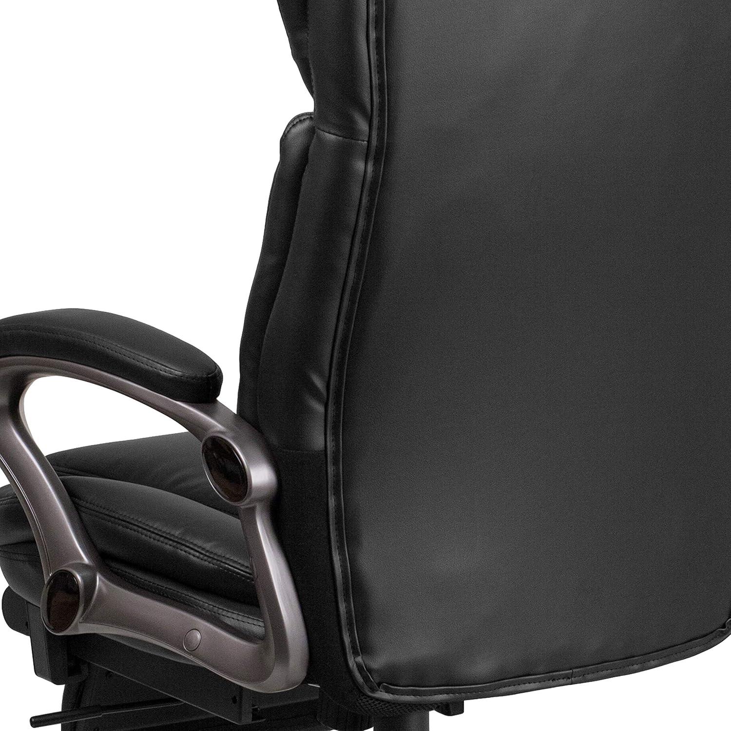 imageFlash Furniture Martin High Back Black LeatherSoft Executive Reclining Ergonomic Swivel Office Chair with Outer Lumbar Cushion and Arms