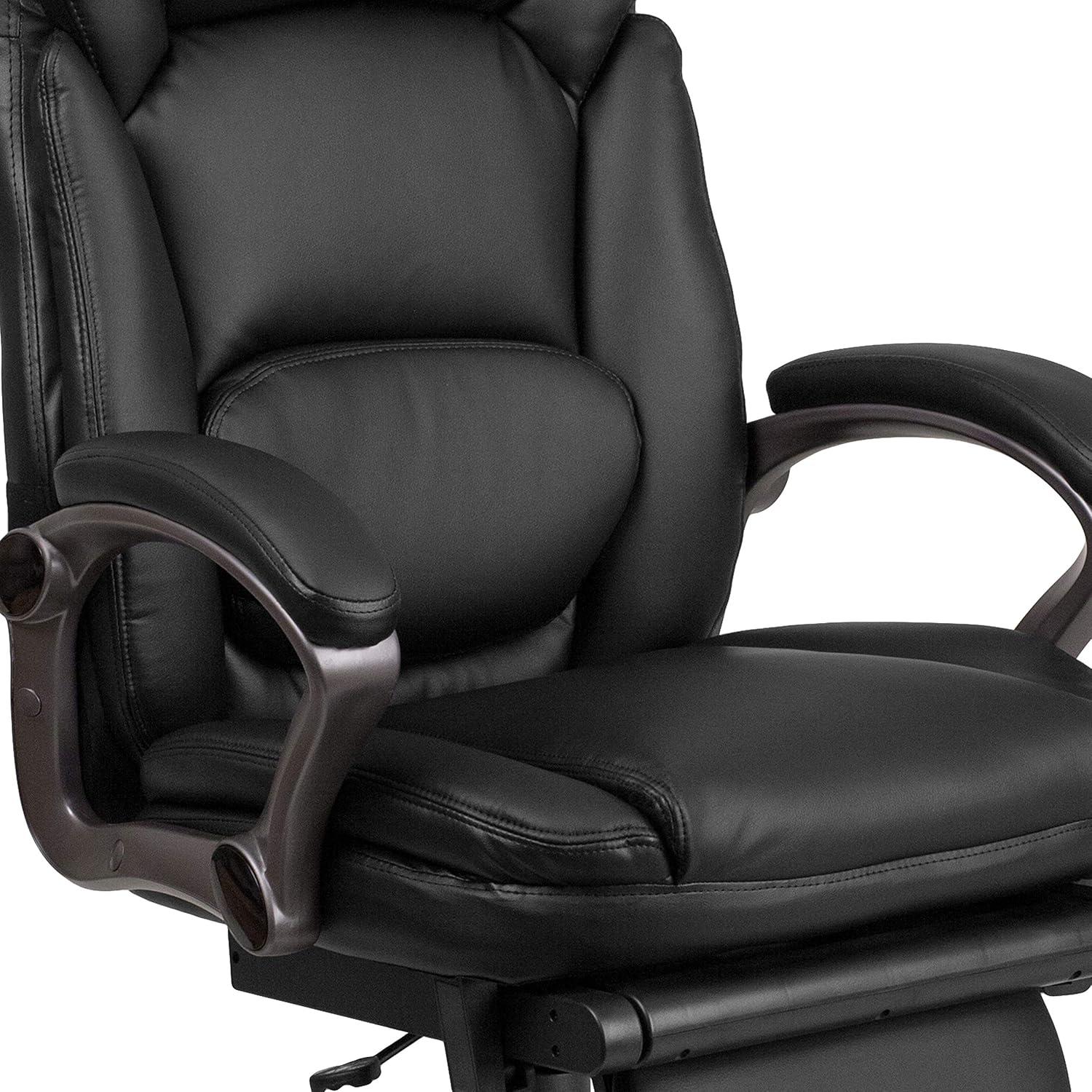 imageFlash Furniture Martin High Back Black LeatherSoft Executive Reclining Ergonomic Swivel Office Chair with Outer Lumbar Cushion and Arms