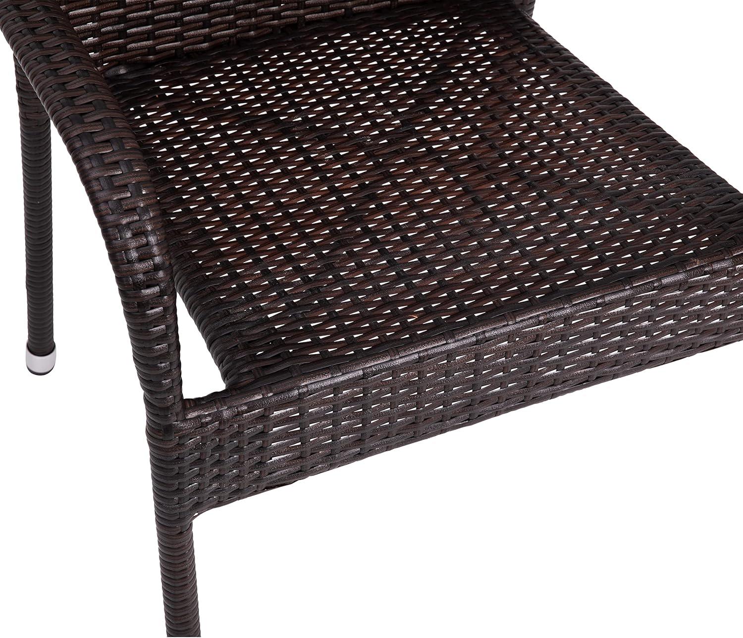imageFlash Furniture Maxim Wicker IndoorOutdoor Dining Chairs with Arms Espresso Wicker Wrapped Steel Frames Fade ampamp Weather ResistantFor Deck or Backyard Set of 2Espresso