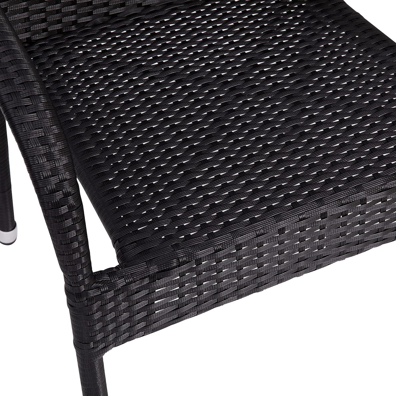 imageFlash Furniture Maxim Wicker IndoorOutdoor Dining Chairs with Arms Espresso Wicker Wrapped Steel Frames Fade ampamp Weather ResistantFor Deck or Backyard Set of 2Black