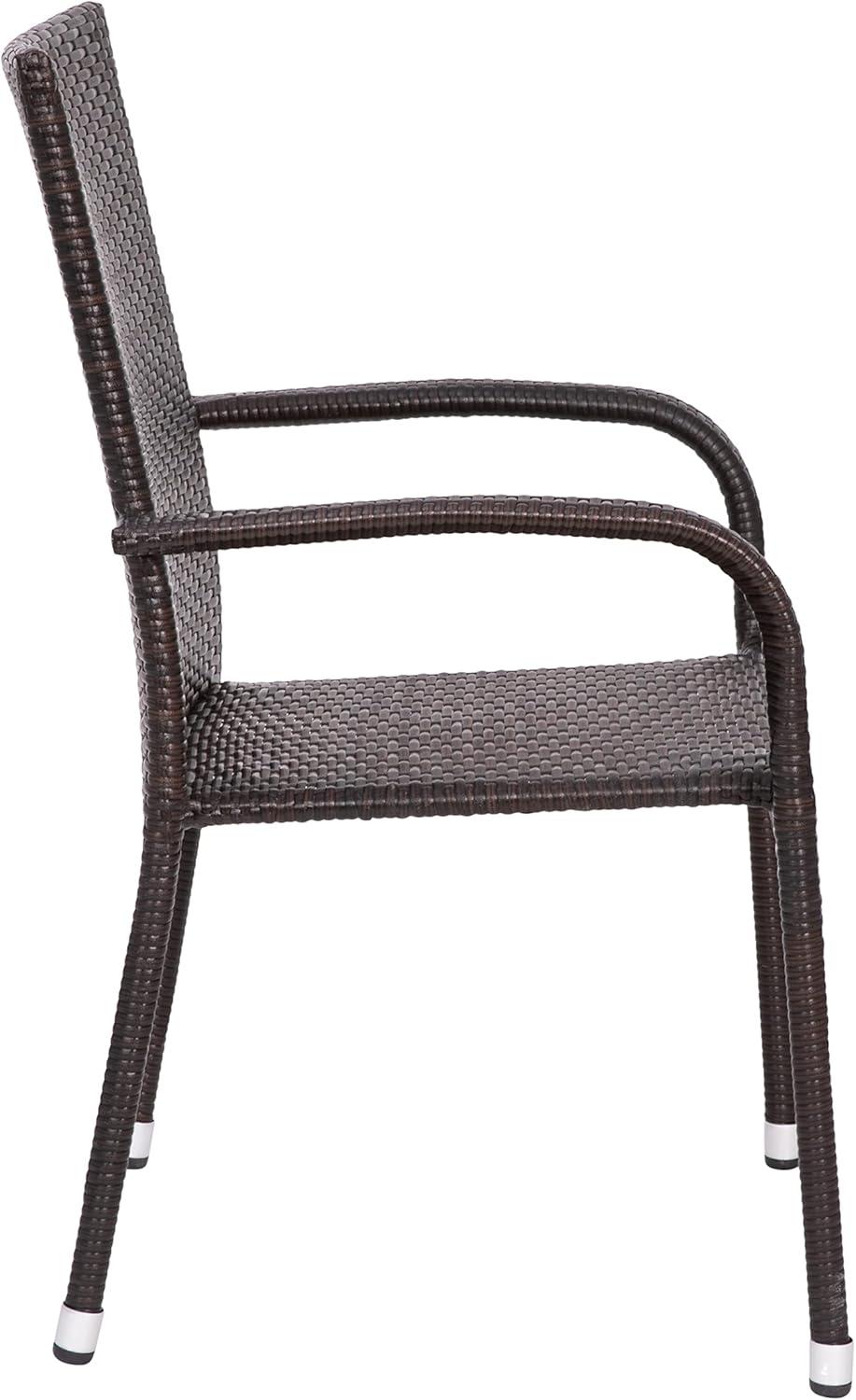 imageFlash Furniture Maxim Wicker IndoorOutdoor Dining Chairs with Arms Espresso Wicker Wrapped Steel Frames Fade ampamp Weather ResistantFor Deck or Backyard Set of 2Espresso