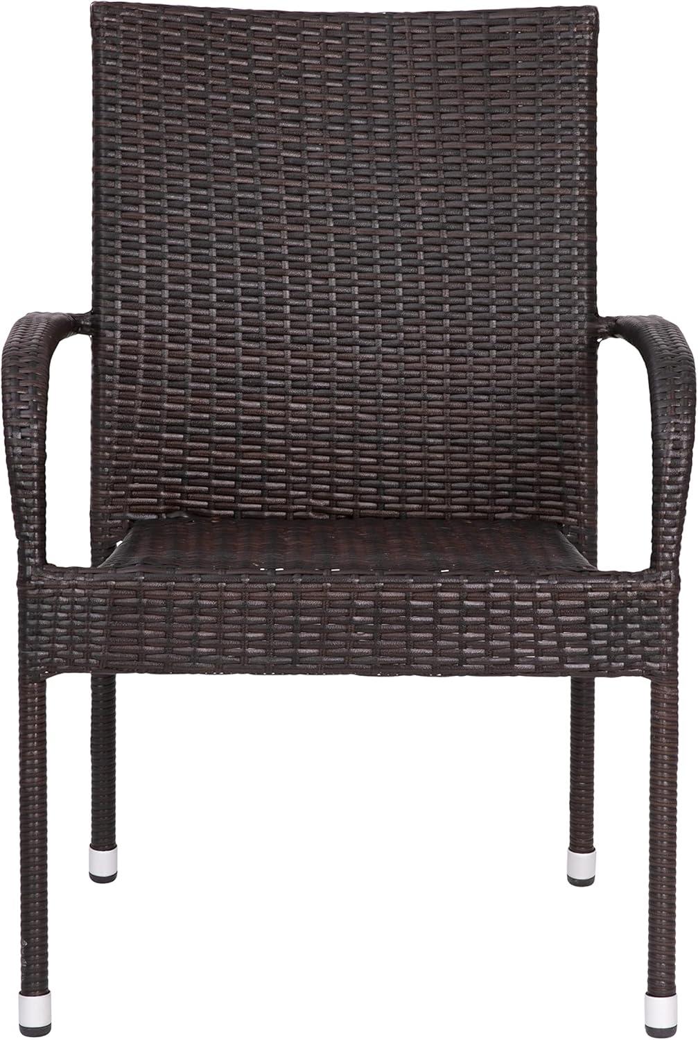 imageFlash Furniture Maxim Wicker IndoorOutdoor Dining Chairs with Arms Espresso Wicker Wrapped Steel Frames Fade ampamp Weather ResistantFor Deck or Backyard Set of 2Espresso