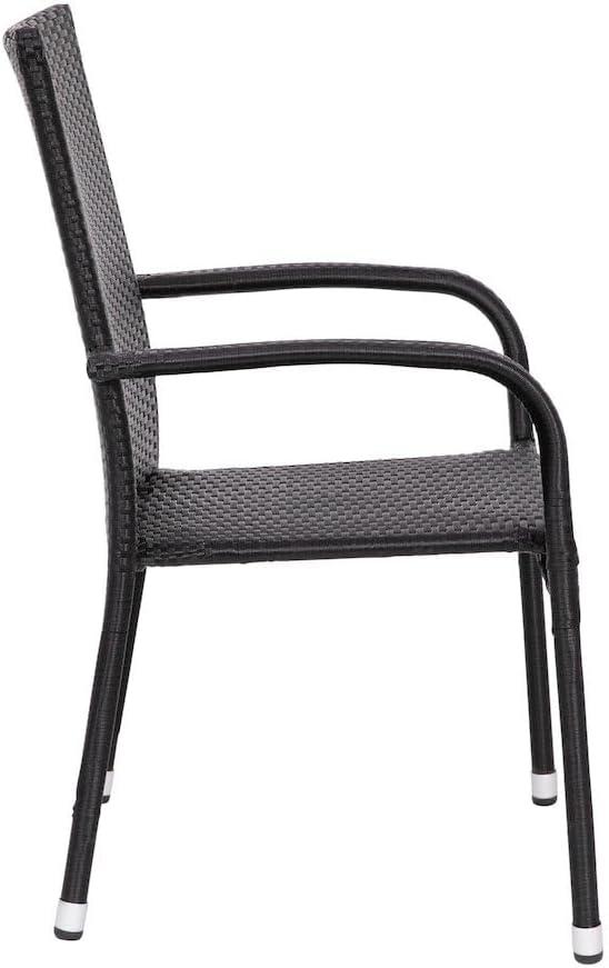 imageFlash Furniture Maxim Wicker IndoorOutdoor Dining Chairs with Arms Espresso Wicker Wrapped Steel Frames Fade ampamp Weather ResistantFor Deck or Backyard Set of 2Black