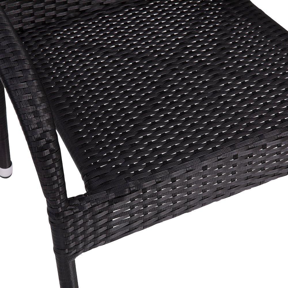 imageFlash Furniture Maxim Wicker IndoorOutdoor Dining Chairs with Arms Espresso Wicker Wrapped Steel Frames Fade ampamp Weather ResistantFor Deck or Backyard Set of 2Black