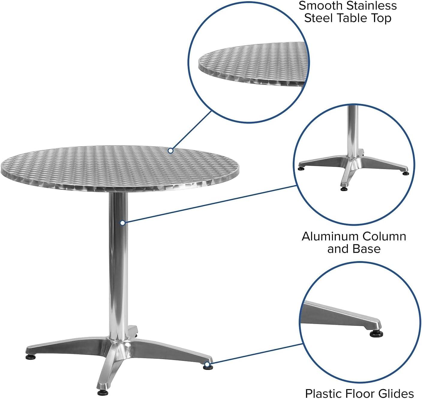 imageFlash Furniture Mellie Commercial Grade 235 Round Aluminum IndoorOutdoor Table with BaseAluminum